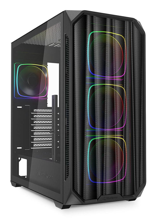 Sharkoon AK5M RGB kabinet – sort, meshfront og fire ARGB-blæsere