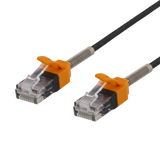 Cat6A-kabel Med Fjäderdragavlastning, 5m, Svart/orange