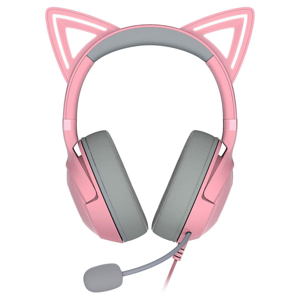 Razer – Kraken Kitty V2 Quartz – Trådbundet spelheadset med kattöron