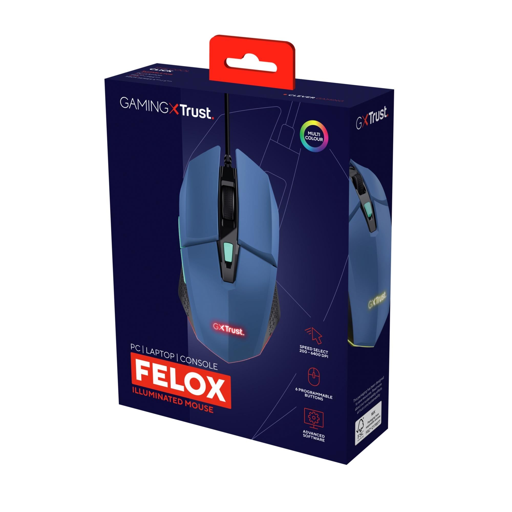 TRUST GXT109B FELOX GAMING MUS - BLÅ