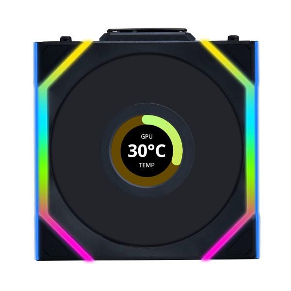 Lian Li UNI FAN SL Trådlös LCD Reverse, 3-pack, Svart - 120mm