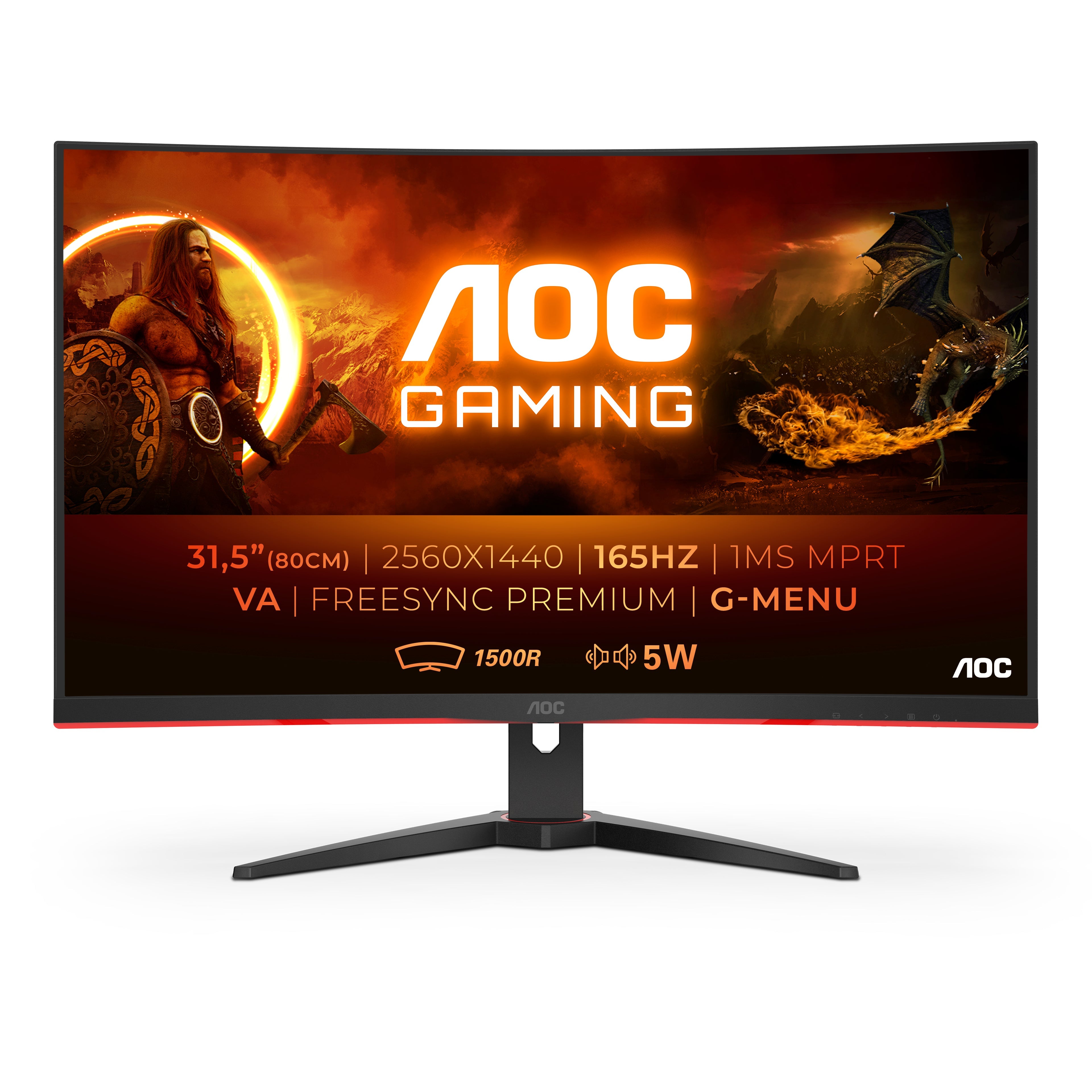 AOC Gaming CQ32G2SE/BK 32 2560 X 1440 HDMI DisplayPort 165Hz