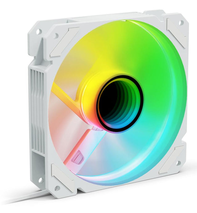 Hvid Sharkoon SHARK Mirror RGB PWM Reverse blæser med infinity mirror og ARGB