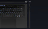 ASUS ROG Zephyrus Duo GX651AR-SR042W – taster og arbejdsflade set ovenfra; tastaturlayout illustrativt