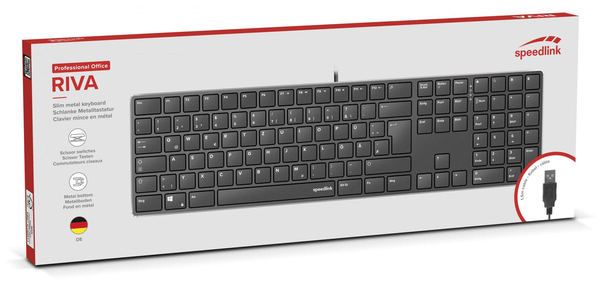 Speedlink - RIVA Slim Metal Scissor Keyboard, black - DE Layout Speedlink
