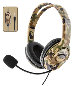 Nyko Combat – gamingheadset i grøn camouflage – produktbillede med mikrofon