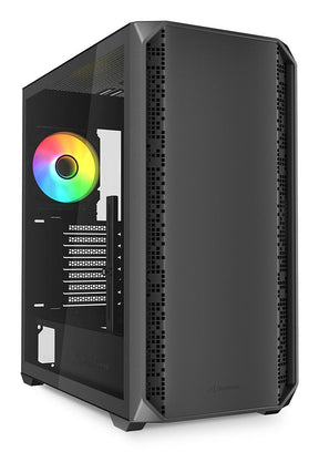 Sharkoon AK2 RGB ATX-kabinet – sort, 2 blæsere, USB-C og BTF – billede 1
