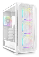 Sharkoon AK5M RGB White Mesh Front Tempered Glass 4x 120mm ARGB PWM Fans USB-C BTF ATX Gaming PC Case Sharkoon