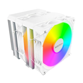 Montech NX600, dual tower, 6 HP CPU Cooler, ARGB, White Telon Technology Co Ltd (Montech)