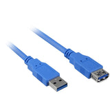 Blåt Sharkoon USB-A forlængerkabel med hanstik og hunstik
