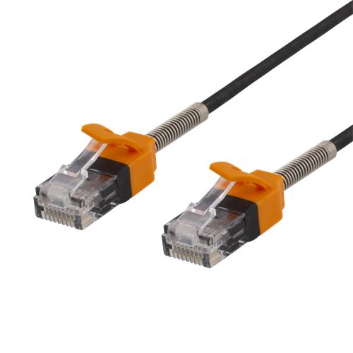 Cat6A Kabel Med Fjäderdragavlastning, 1m, Svart/orange