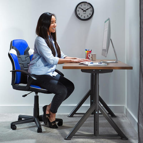 X-Rocker - Saturn Mid-Back Wheeled Esport Gaming Chair for Juniors and Teens - Black/Blue Geekd