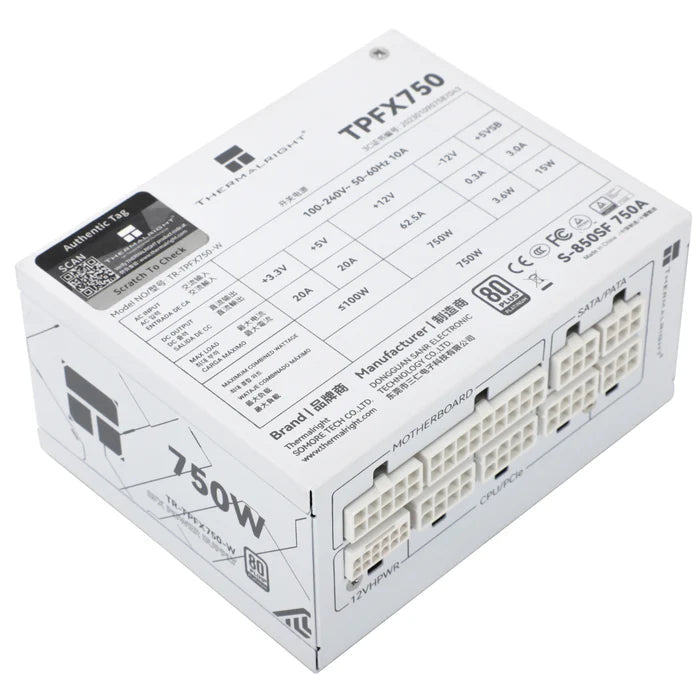 Thermalright TR-TPFX 750W, 80+ Platinum Modulär PSU, SFX, Vit