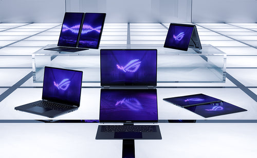 ASUS ROG Zephyrus Duo GX651AX-SR004W – vist i en samlet opsætning; layout på billedet er illustrativt