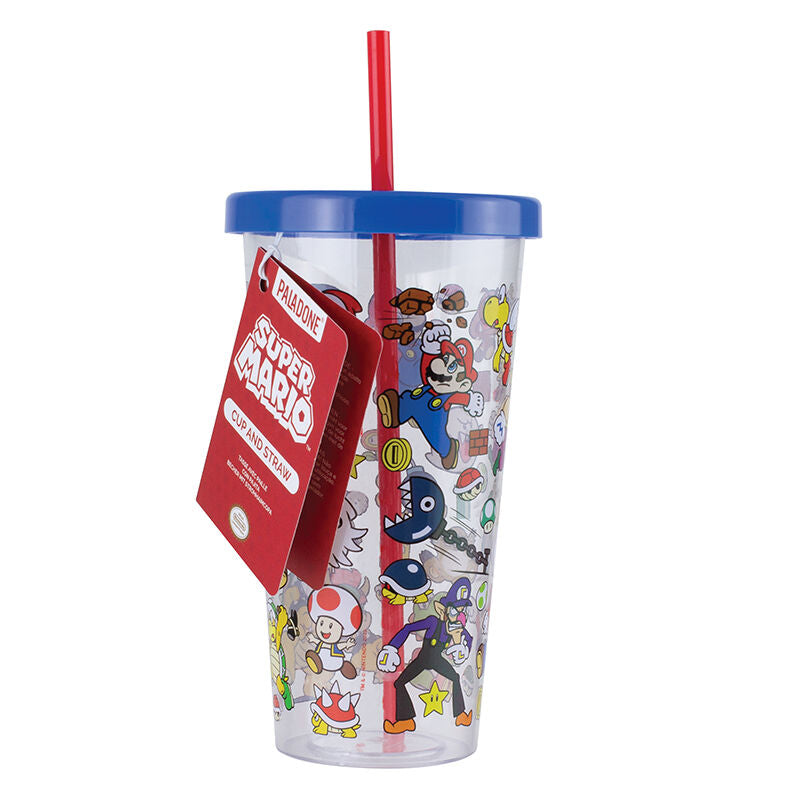 Super Mario Plastkopp Och Sugrör