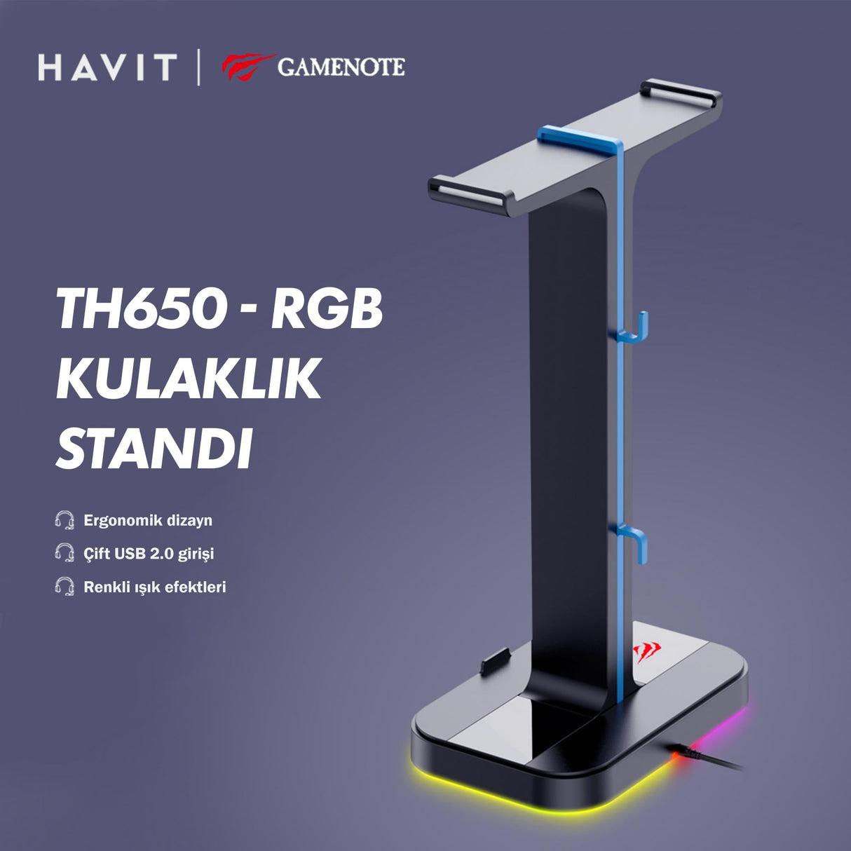 Hörlursställ Havit TH650 RGB