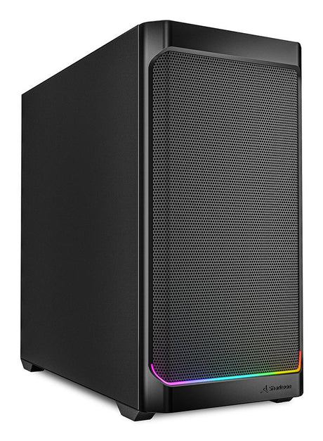 Sharkoon MK4 RGB Strip Black Mesh Front ARGB Strip 2x 120mm Fans USB-C BTF Micro-ATX Gaming PC Case Sharkoon