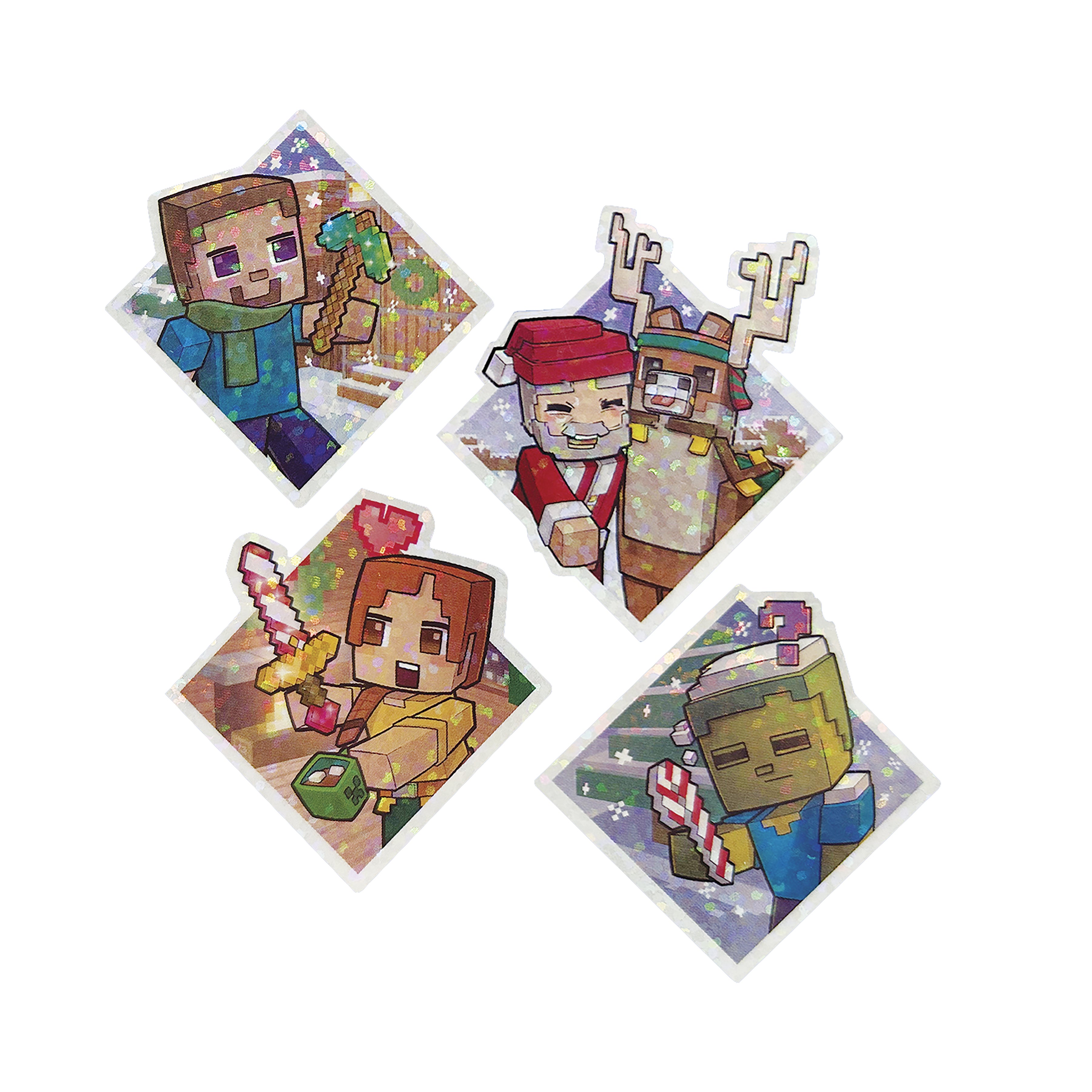 Minecraft-julekalender – fire kort med Minecraft-figurer