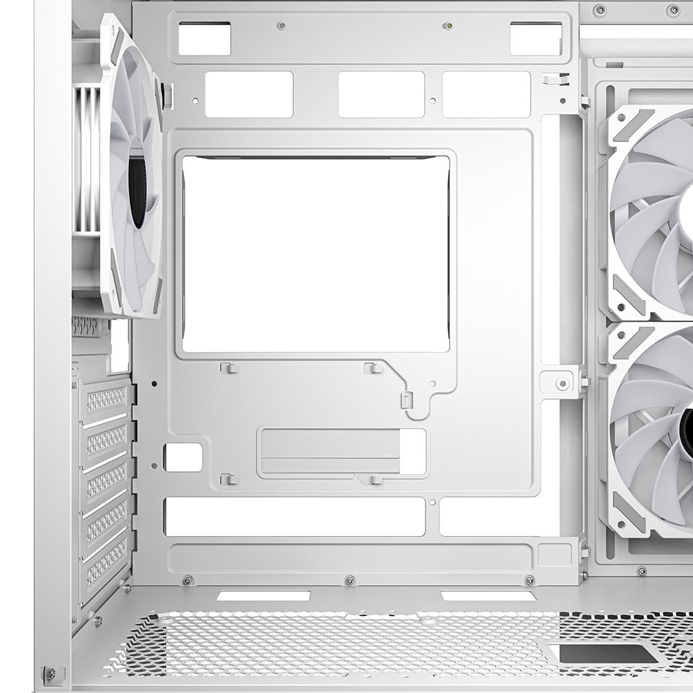 Sharkoon MK6 RGB White Panoramic Dual Tempered Glass 3x 120mm ARGB PWM Fans USB-C BTF Micro-ATX Gaming PC Case Sharkoon