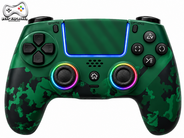 Deep Explorer Pro RGB Camo Green – grøn camouflage controller til PS5