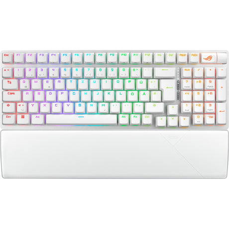 ASUS ROG Strix Scope II 96 – tastatur og håndledsstøtte set ovenfra – layoutillustration