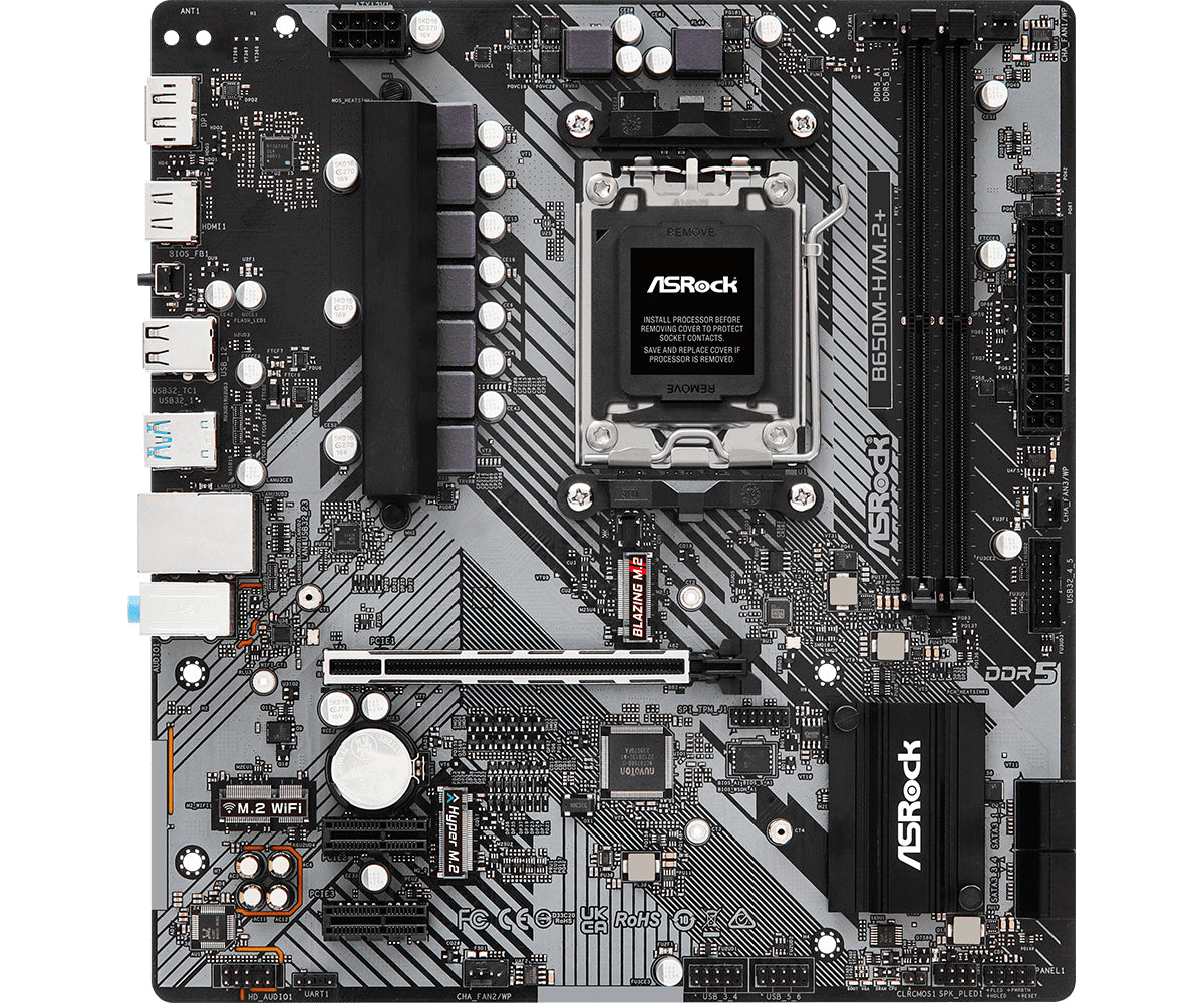 Asrock B650M-H/M.2+ Moderkort Micro ATX AM5 Socket DDR5