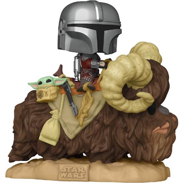 Funko POP! Deluxe Star Wars - Mando På Bantha Med Barn I Väska Leksaksfigur (17,1 Cm)