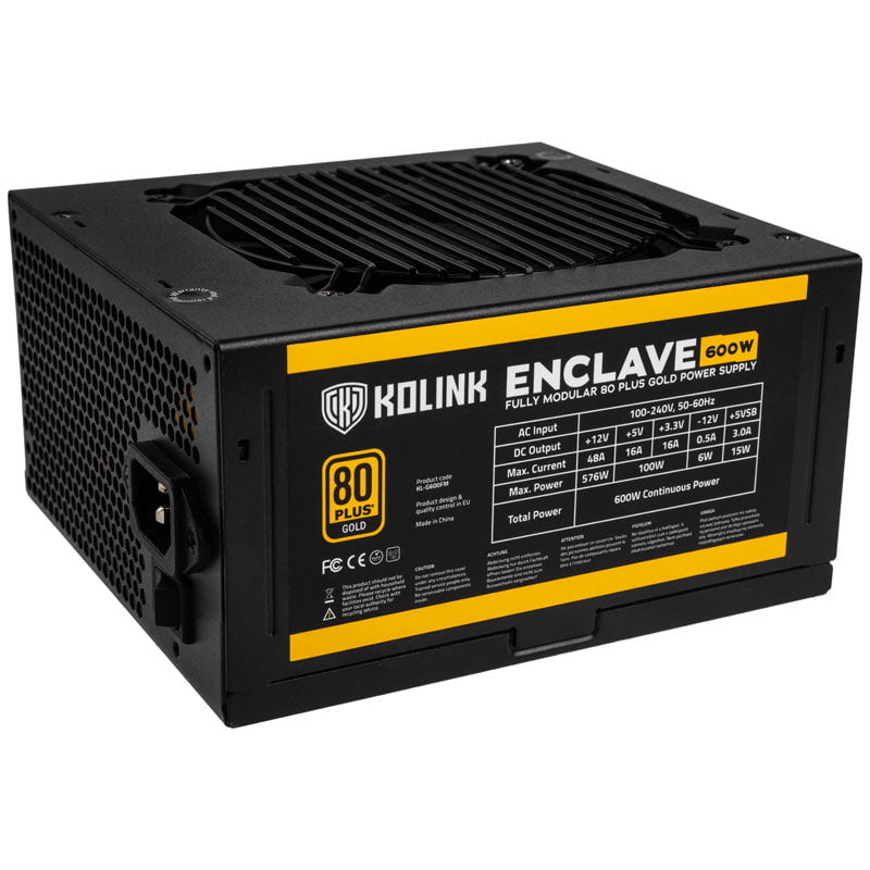 Kolink Enclave 80 PLUS Gold PSU, Modulär - 600 Watt