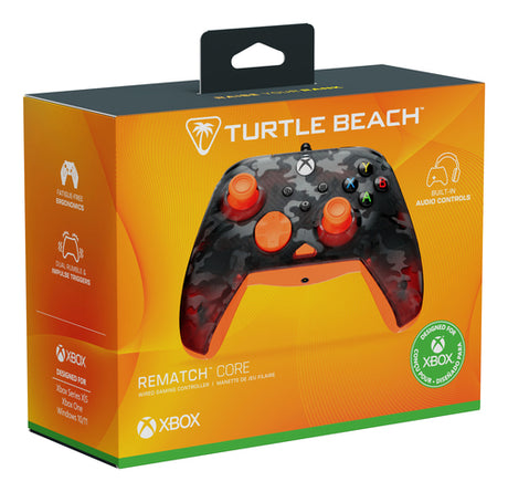 Turtle Beach Rematch Core – Xbox/PC – Ghost Black Camo/Orange – emballage skråt forfra
