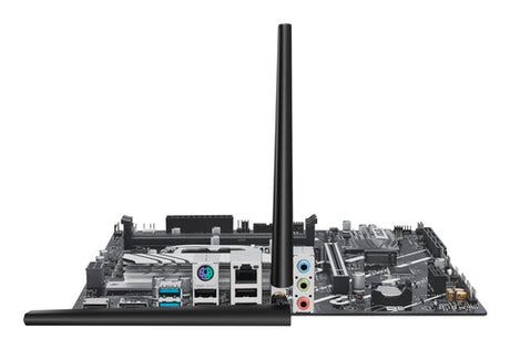 ASUS PRIME H810M-A WIFI – bundkort set fra bagpanelet med antenne