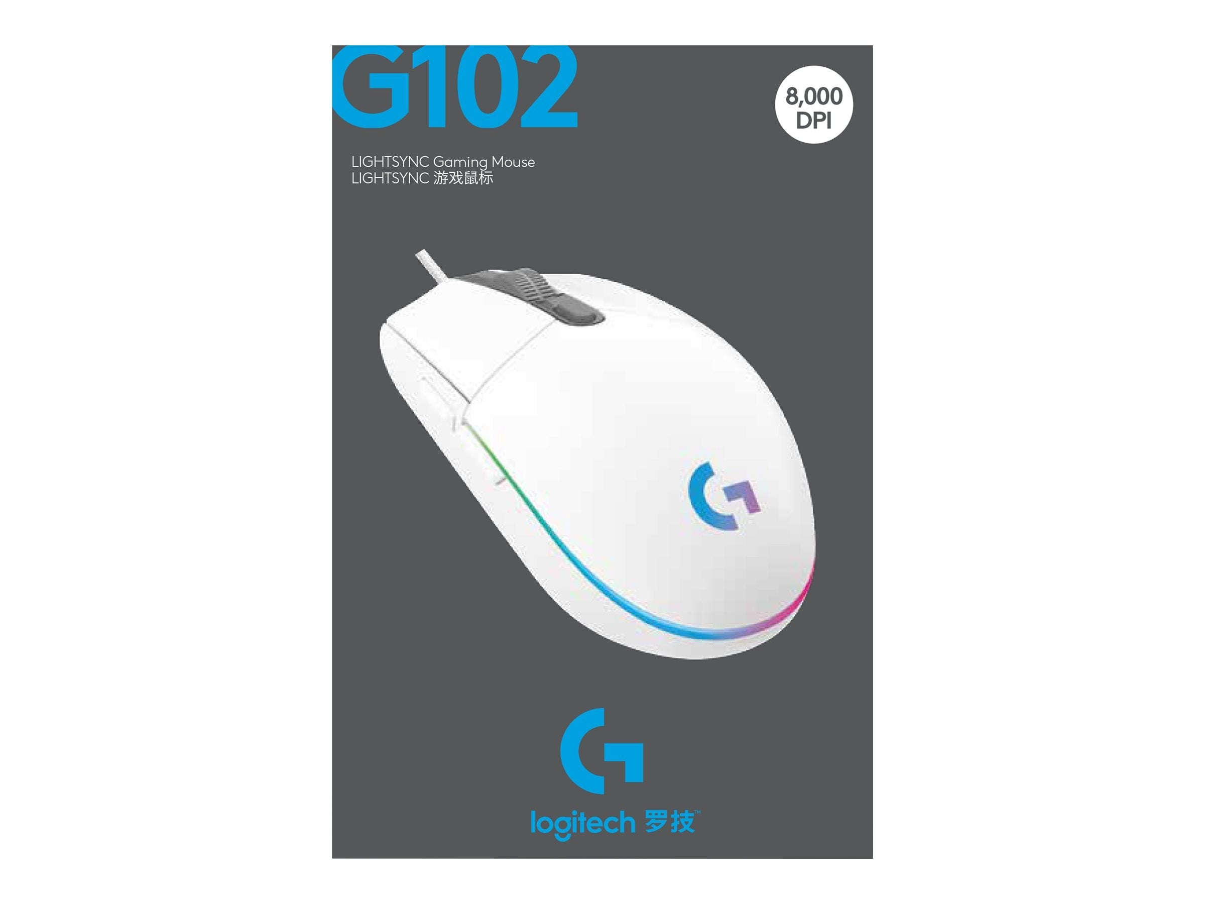 Logitech Gaming Mouse G102 LIGHTSYNC Optisk Kabel Vit