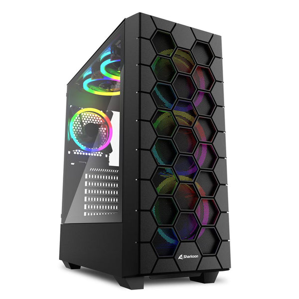 Sharkoon RGB HEX, tornhölje (svart, sidopanel i härdat glas)