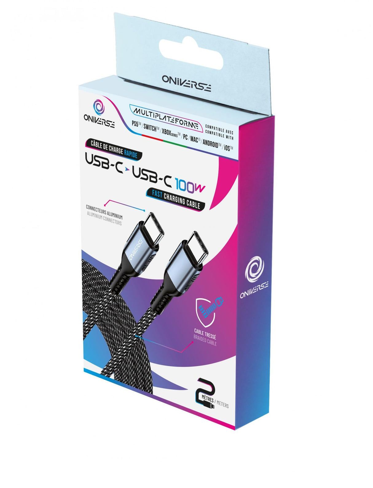 Oniverse Usb-C To Usb-C 100W Fast Charging Cable, 2 M - Black ONIVERSE