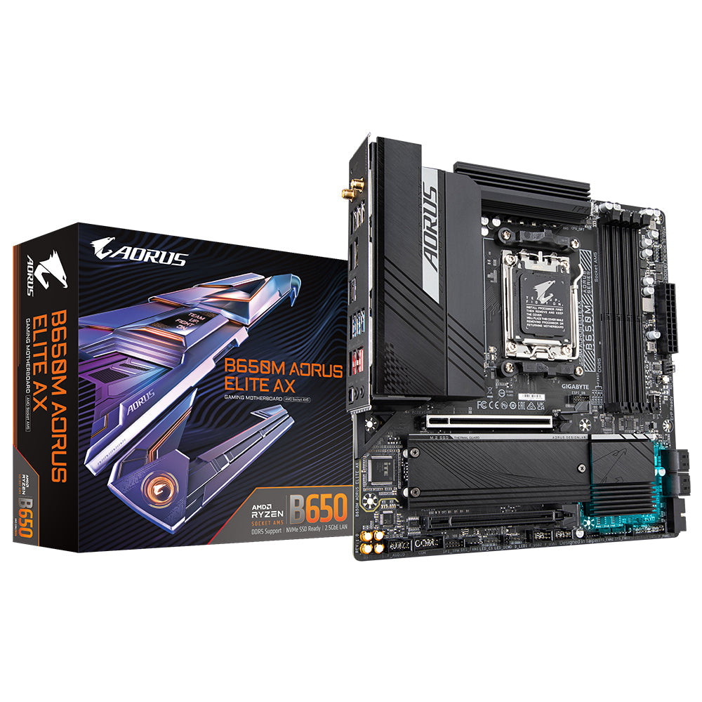 GIGABYTE B650M AORUS ELITE AX, Moderkort (svart) - AM5