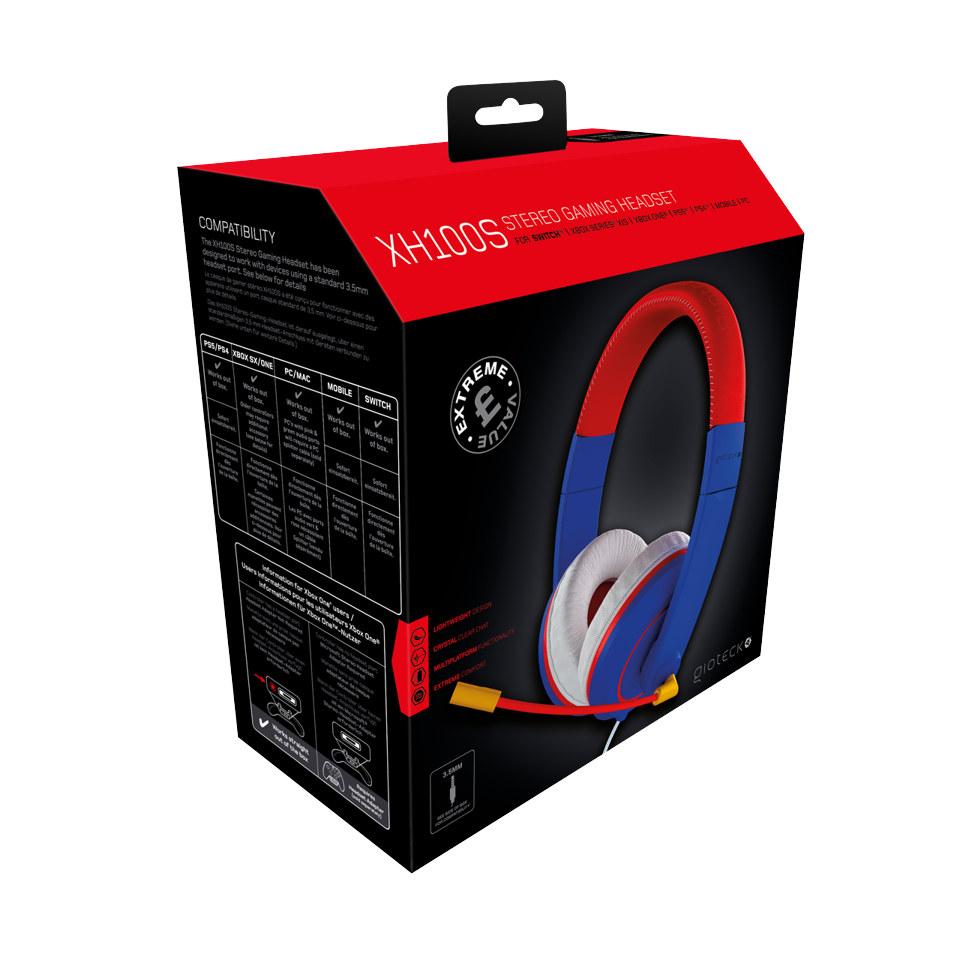 Gioteck XH-100S Trådbundet Stereoheadset (blått/rött)