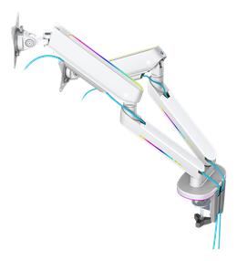 WA96 Premium Gaming Double Screen Arm RGB Light White