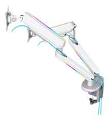 WA96 Premium Gaming Double Screen Arm RGB Light White