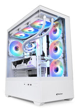 Sharkoon AK6 RGB White Panoramic Dual Tempered Glass 4x 120mm ARGB PWM Fans USB-C BTF ATX Gaming PC Case Sharkoon