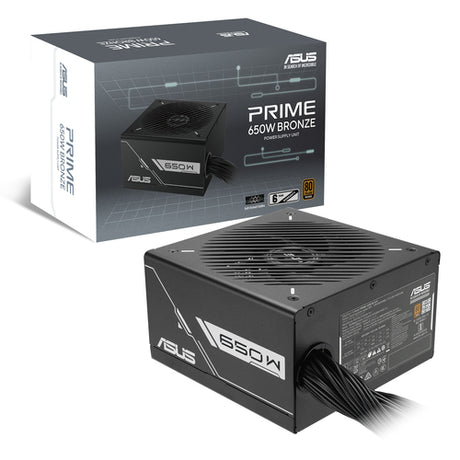 ASUS PRIME-650B-BLACK – strømforsyning sammen med produktemballage