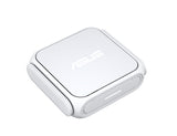 Hvid ASUS RT-BE58 Go rejserouter – overside og side i kompakt format