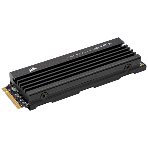 Corsair MP600 PRO LPX – 2 TB PCIe 4.0 NVMe SSD med køleprofil – set skråt fra siden