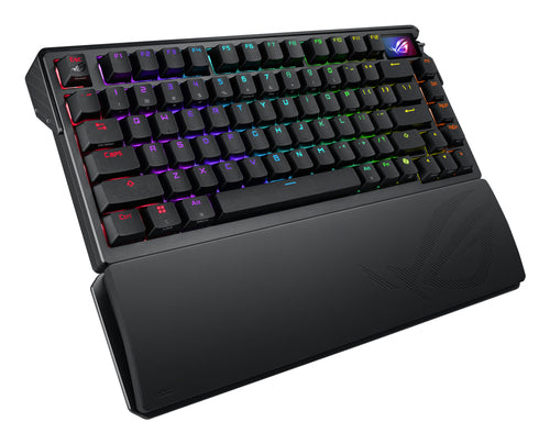 ASUS ROG Azoth Extreme – set skråt forfra (vinkel 2); tastaturlayout illustrativt
