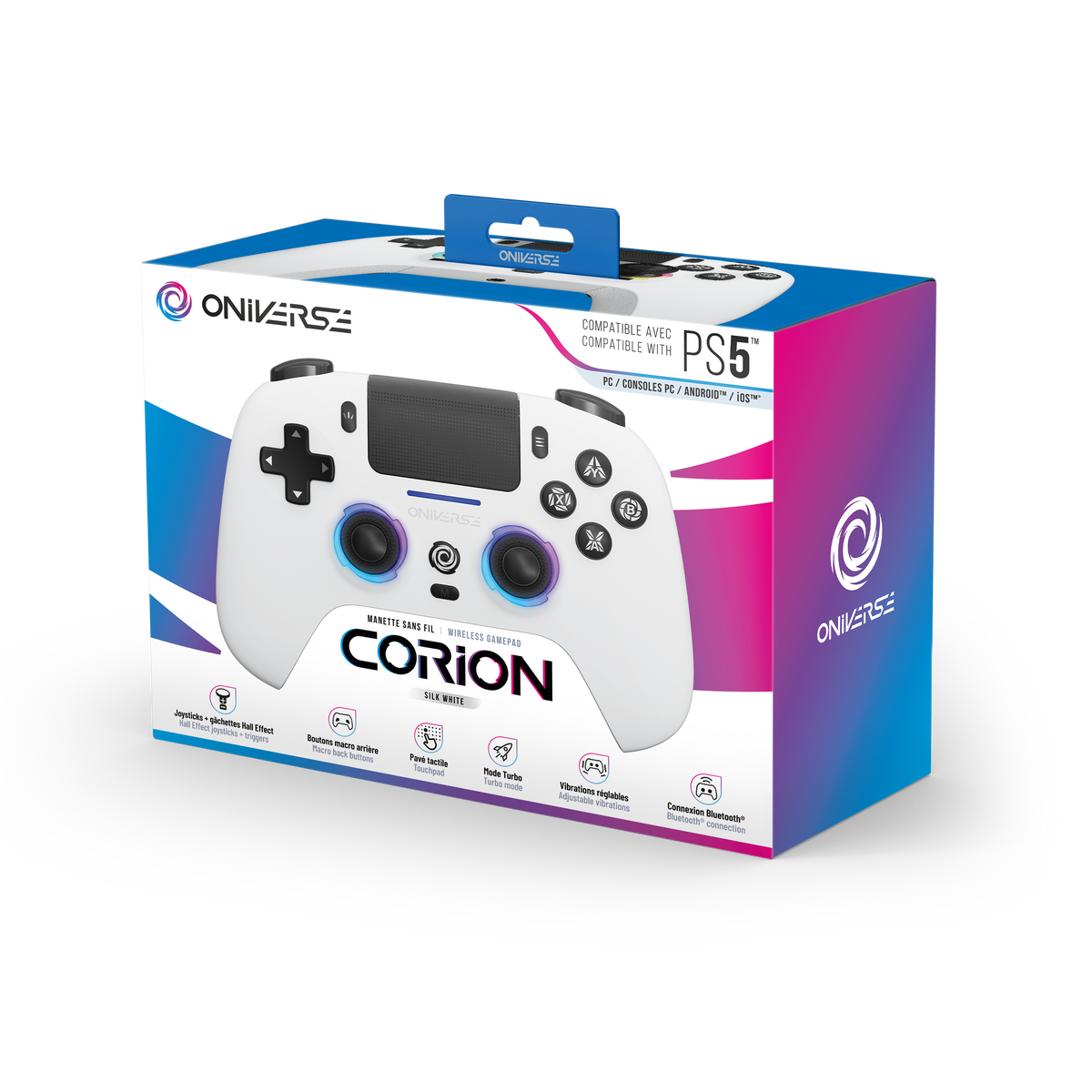 Oniverse Corion Bluetooth-controller til PS5 – Silk White – billede 2