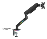 Premium RGB Single Monitor Arm, Fjärrkontroll, Svart