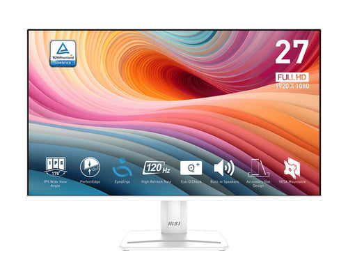 MSI PRO MP275W E2 – 27″ skærm, 1920 × 1080, 120 Hz, hvid