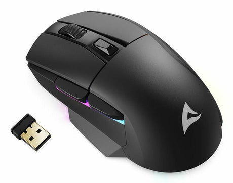 Sharkoon SKILLER SGM50W Black 6400 DPI ATG4090 RGB 2.4GHz Wireless 70h Battery Charging Dock Gaming Mouse Sharkoon