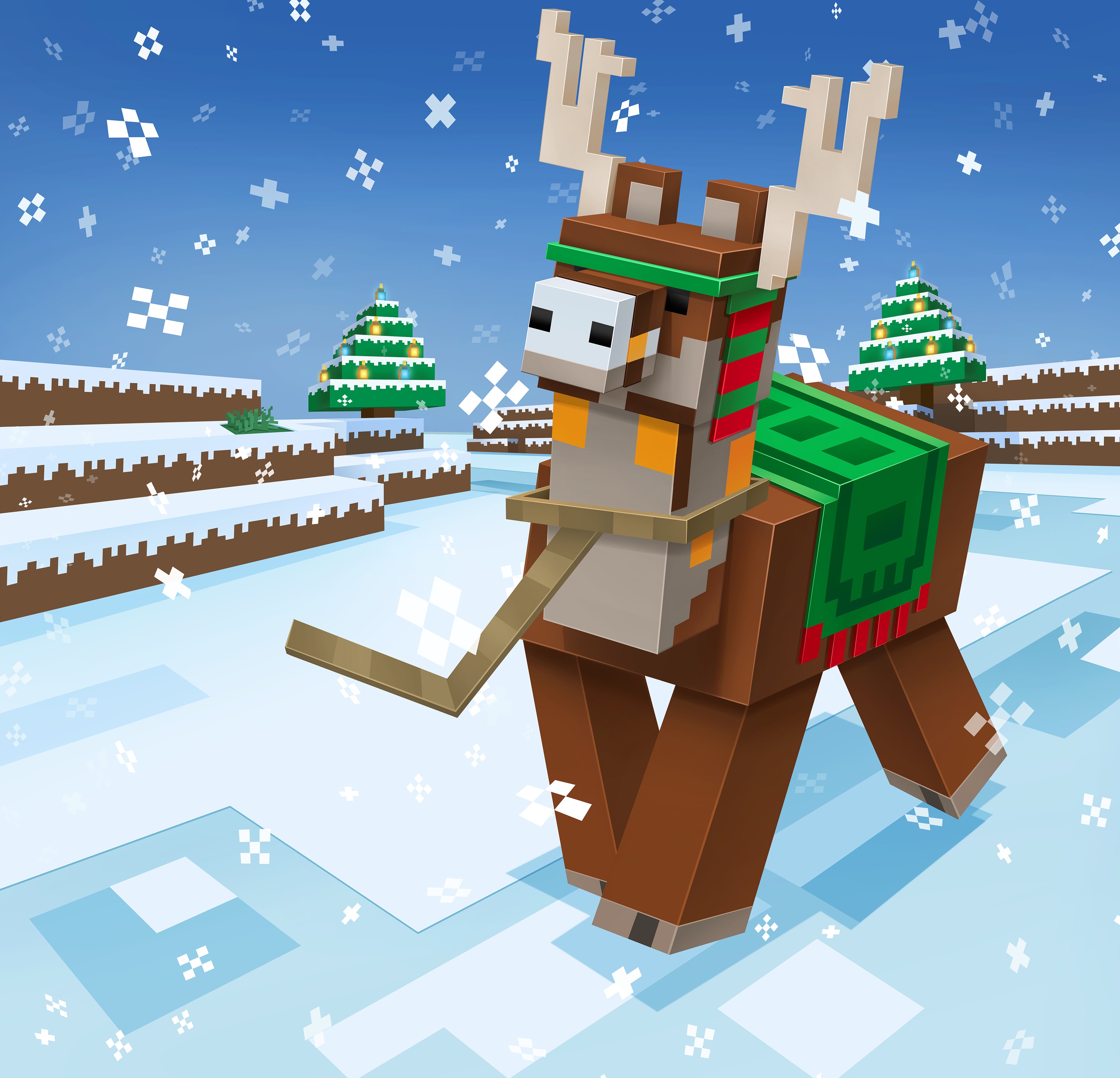 Minecraft-julekalender – rensdyr på en sneklædt baggrund