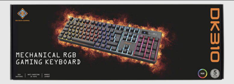 DELTACO GAMING DK310 Tangentbord Mekanisk RGB-kabel