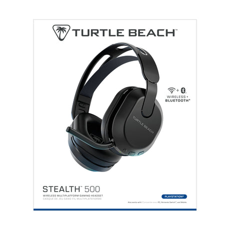 Turtle Beach Stealth 500 – PlayStation – Trådløst headset – Sort – emballagens front med produktnavn