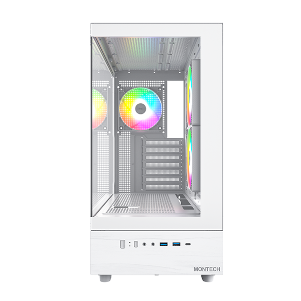 Montech XR TG Vit - 3x 120 ARGB PWM-fläktar